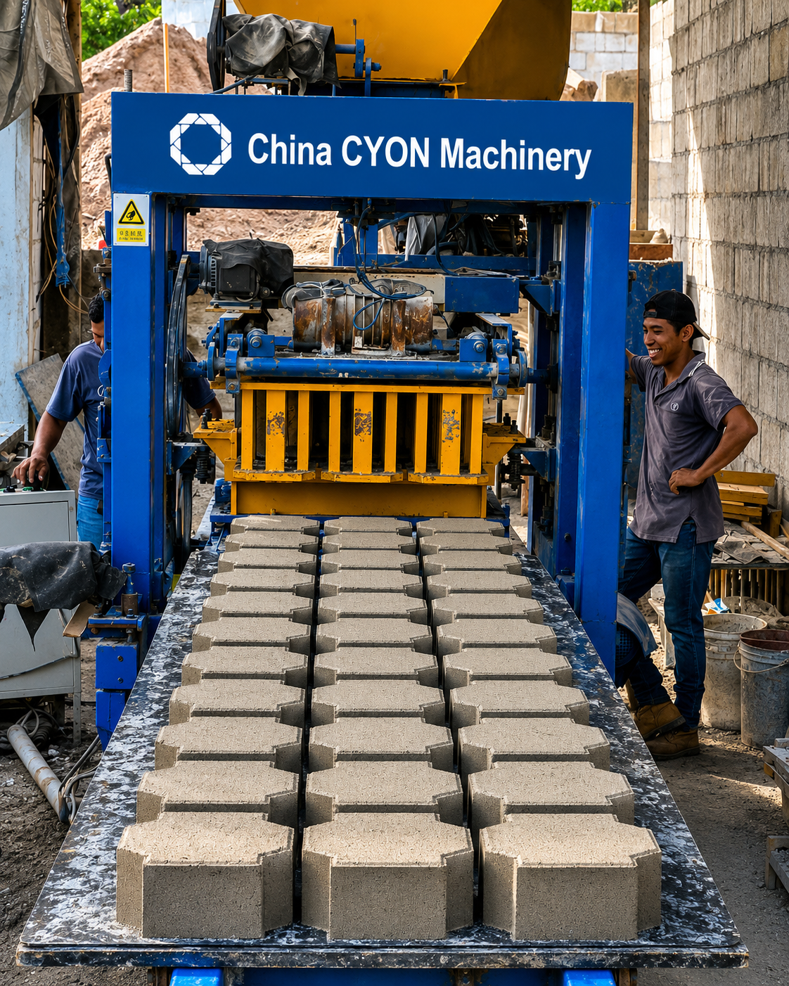 CYON brick making machine continuing production at an African customer factory